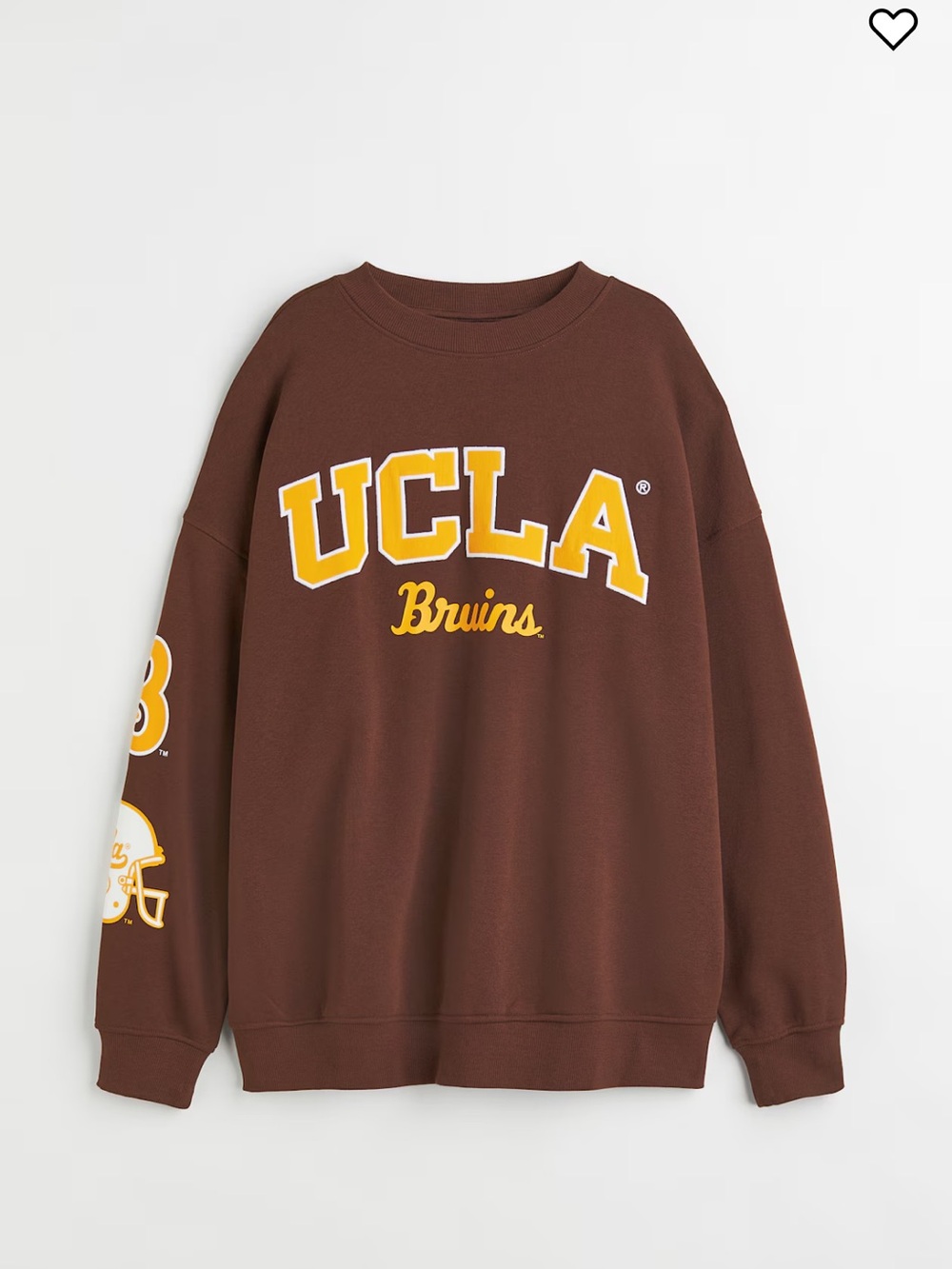 H&M Brown UCLA Bruins Crewneck Sweatshirt with Yellow Lettering